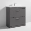 Brooklyn 800 Gloss Grey Floor Standing Vanity Unit With Thin-Edge Basin 1 Brooklyn 800 Gloss Grey Floor Standing Vanity Unit With Thin-Edge Basin -Duravit Bathroom Shop bfs8ggte d3