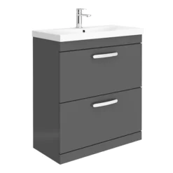 Brooklyn 800 Gloss Grey Floor Standing Vanity Unit With Thin-Edge Basin -Duravit Bathroom Shop bfs8ggte nl