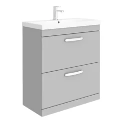 Brooklyn 800 Grey Mist Floor Standing Vanity Unit With Thin-Edge Basin -Duravit Bathroom Shop bfs8gmte l