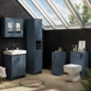 Chatsworth Traditional Blue Tall Cabinet With Matt Black Handles -Duravit Bathroom Shop bludantbmbd1