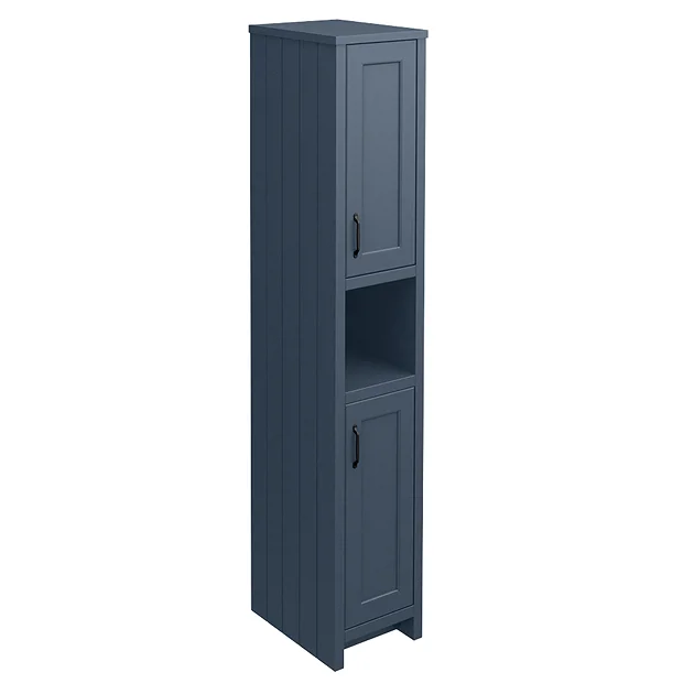 Chatsworth Traditional Blue Tall Cabinet With Matt Black Handles 4 Chatsworth Traditional Blue Tall Cabinet With Matt Black Handles - Image 2