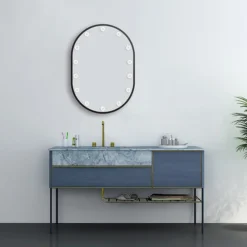 Arezzo Bulb 500 X 700mm Capsule Matt Black LED Illuminated Mirror With Motion Sensor + Anti-Fog 12 Arezzo Bulb 500 X 700mm Capsule Matt Black LED Illuminated Mirror With Motion Sensor + Anti-Fog -Duravit Bathroom Shop bm100 d3