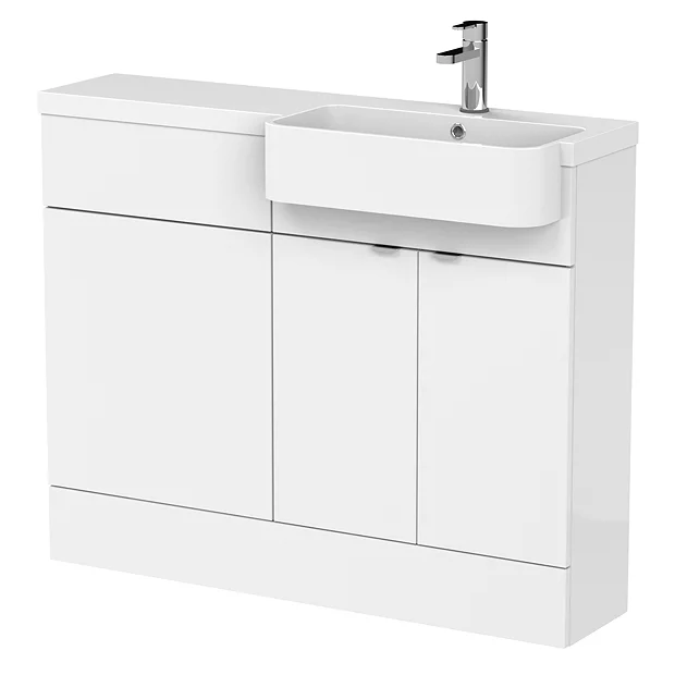 Brooklyn 1100 Gloss White Semi-Recessed Combination Unit (Round Basin, Vanity + WC Unit) 4 Brooklyn 1100 Gloss White Semi-Recessed Combination Unit (Round Basin, Vanity + WC Unit) - Image 2