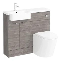 Brooklyn 1000 Grey Avola Semi-Recessed Combination Unit (Round Basin, Vanity + WC Unit) -Duravit Bathroom Shop br15lr detail01