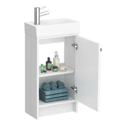 Bromley Traditional White Cloakroom Vanity Unit (inc. Ceramic Basin) -Duravit Bathroom Shop br4wht d2