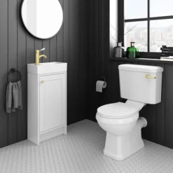 Bromley Traditional White Cloakroom Vanity Unit (incl. Brushed Brass Handle) 7 Bromley Traditional White Cloakroom Vanity Unit (incl. Brushed Brass Handle) -Duravit Bathroom Shop br4whtbb d1