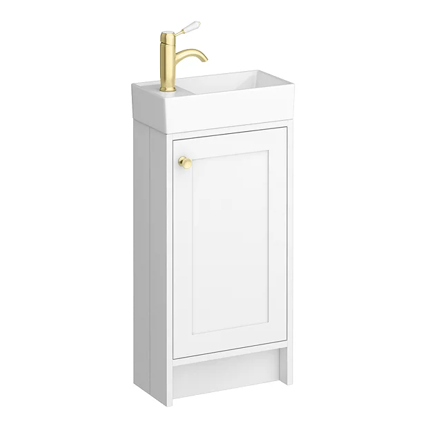 Bromley Traditional White Cloakroom Vanity Unit (incl. Brushed Brass Handle) 4 Bromley Traditional White Cloakroom Vanity Unit (incl. Brushed Brass Handle) - Image 2