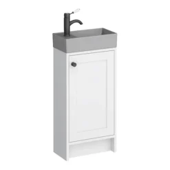 Bromley White Cloakroom Vanity Unit (incl. Grey Basin + Matt Black Handle) -Duravit Bathroom Shop br4whtmbg d4