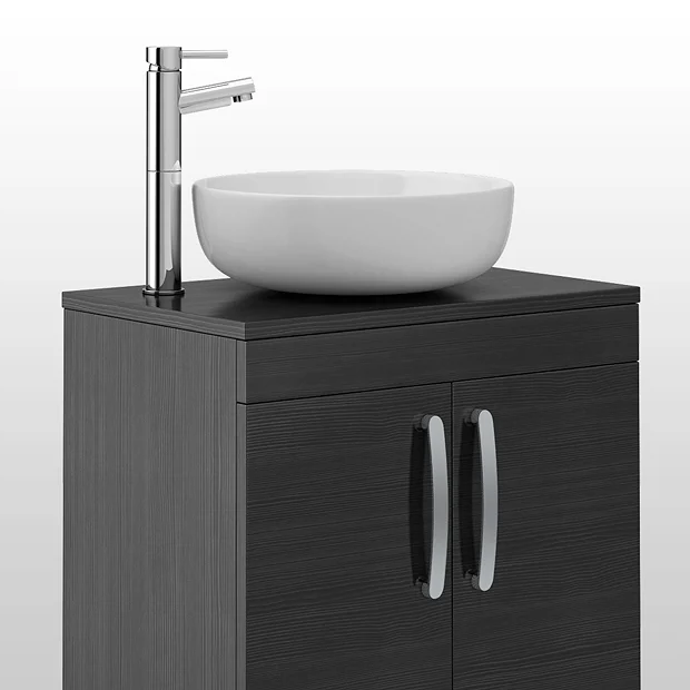 Brooklyn Floor Standing Countertop Vanity Unit - Black - 605mm With Chrome Handles 5 Brooklyn Floor Standing Countertop Vanity Unit - Black - 605mm With Chrome Handles - Image 3