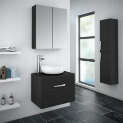 Brooklyn Wall Hung Countertop Vanity Unit - Black - 605mm -Duravit Bathroom Shop brooklynblackworktopsingledrawerwallhungcabinet605mmdetail2