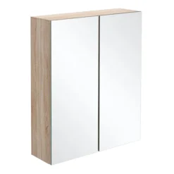 Brooklyn Natural Oak 600mm Bathroom Mirror Cabinet - 2 Door -Duravit Bathroom Shop brooklynnaturaloak600mmbathroommirrorcabinetnwl