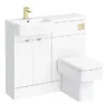 Brooklyn 1000 Gloss White Square Semi-Recessed Combination Unit W. Brushed Brass Handles + Flush 1 Brooklyn 1000 Gloss White Square Semi-Recessed Combination Unit W. Brushed Brass Handles + Flush -Duravit Bathroom Shop bs14bb d4