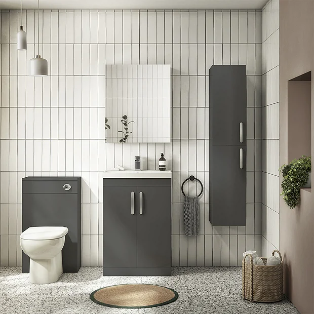 Brooklyn WC Unit With Cistern - Gloss Grey - 500mm 3 Brooklyn WC Unit With Cistern - Gloss Grey - 500mm