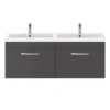 Brooklyn 1205mm Gloss Grey Wall Hung 2 Drawer Double Basin Vanity Unit -Duravit Bathroom Shop bwh12g1d d5