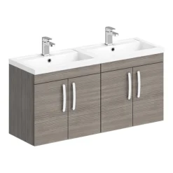 Brooklyn 1205mm Grey Avola Wall Hung 4 Door Double Basin Vanity Unit 8 Brooklyn 1205mm Grey Avola Wall Hung 4 Door Double Basin Vanity Unit -Duravit Bathroom Shop bwh12ga2d lrg01