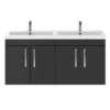 Brooklyn 1205mm Gloss Grey Wall Hung 4 Door Double Basin Vanity Unit -Duravit Bathroom Shop bwh12gg2d d3