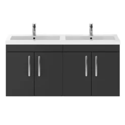 Brooklyn 1205mm Gloss Grey Wall Hung 4 Door Double Basin Vanity Unit