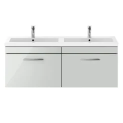Brooklyn 1205mm Grey Mist Wall Hung 2 Drawer Double Basin Vanity Unit -Duravit Bathroom Shop bwh12gm1d d5