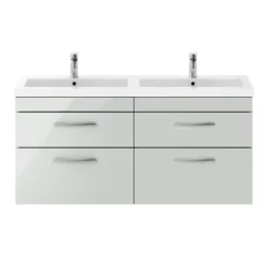 Brooklyn 1205mm Grey Mist Wall Hung 4 Drawer Double Basin Vanity Unit 13 Brooklyn 1205mm Grey Mist Wall Hung 4 Drawer Double Basin Vanity Unit -Duravit Bathroom Shop bwh12gm4d nd1