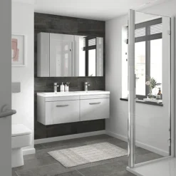 Brooklyn 1205mm Grey Mist Wall Hung 2 Drawer Double Basin Vanity Unit -Duravit Bathroom Shop bwh12mg1d d3