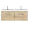 Brooklyn 1205mm Natural Oak Wall Hung 2 Drawer Double Basin Vanity Unit -Duravit Bathroom Shop bwh12n1d d3
