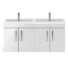 Brooklyn 1205mm Gloss White Wall Hung 4 Door Double Basin Vanity Unit -Duravit Bathroom Shop bwh12w2d d3