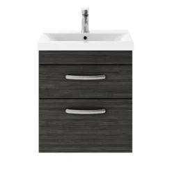 Brooklyn 500mm Black 2 Drawer Wall Hung Vanity Unit -Duravit Bathroom Shop bwh5b2d d1