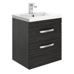 Brooklyn 500mm Black 2 Drawer Wall Hung Vanity Unit -Duravit Bathroom Shop bwh5b2d l