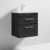 Brooklyn 500 Black Wall Hung 2 Drawer Vanity Unit With Thin-Edge Basin -Duravit Bathroom Shop bwh5blk2dte nd3