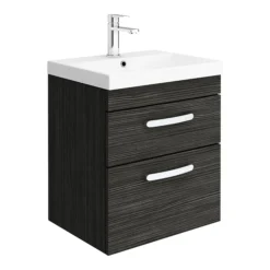 Brooklyn 500 Black Wall Hung 2 Drawer Vanity Unit With Thin-Edge Basin -Duravit Bathroom Shop bwh5blk2dte nl
