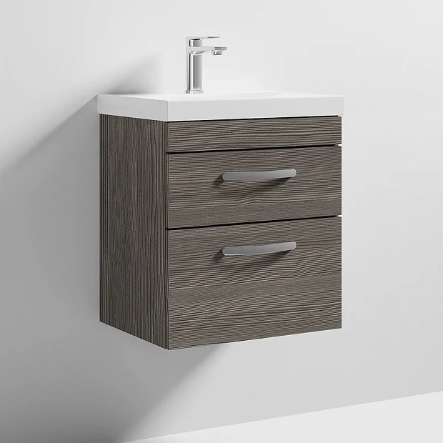 Brooklyn 500 Grey Avola Wall Hung 2 Drawer Vanity Unit With Thin-Edge Basin 7 Brooklyn 500 Grey Avola Wall Hung 2 Drawer Vanity Unit With Thin-Edge Basin - Image 5
