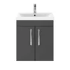 Brooklyn 500mm Gloss Grey 2 Door Wall Hung Vanity Unit -Duravit Bathroom Shop bwh5gg d4
