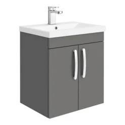 Brooklyn 500mm Gloss Grey 2 Door Wall Hung Vanity Unit -Duravit Bathroom Shop bwh5ggnl