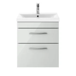 Brooklyn 500mm Grey Mist 2 Drawer Wall Hung Vanity Unit -Duravit Bathroom Shop bwh5gm2d d3