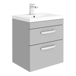 Brooklyn 500mm Grey Mist 2 Drawer Wall Hung Vanity Unit -Duravit Bathroom Shop bwh5gm2d n l