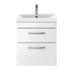 Brooklyn 500mm White Gloss 2 Drawer Wall Hung Vanity Unit -Duravit Bathroom Shop bwh5w2d d1