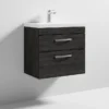 Brooklyn 600 Black Wall Hung 2 Drawer Vanity Unit With Thin-Edge Basin -Duravit Bathroom Shop bwh6blk2dte nd3