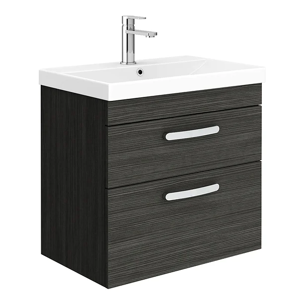 Brooklyn 600 Black Wall Hung 2 Drawer Vanity Unit With Thin-Edge Basin 4 Brooklyn 600 Black Wall Hung 2 Drawer Vanity Unit With Thin-Edge Basin - Image 2