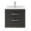 Brooklyn 600mm Black Wall Hung Double Drawer Vanity Unit -Duravit Bathroom Shop bwh6blk d1