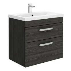 Brooklyn 600mm Black Wall Hung Double Drawer Vanity Unit -Duravit Bathroom Shop bwh6blk nl