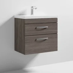 Brooklyn 600 Grey Avola Wall Hung 2 Drawer Vanity Unit With Thin-Edge Basin -Duravit Bathroom Shop bwh6ga2dte d3