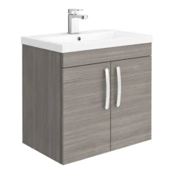 Brooklyn 600mm Grey Avola 2 Door Wall Hung Vanity Unit -Duravit Bathroom Shop bwh6ga lrg01