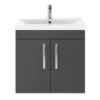 Brooklyn 600mm Gloss Grey 2 Door Wall Hung Vanity Unit -Duravit Bathroom Shop bwh6gg d4