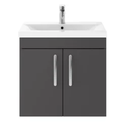 Brooklyn 600mm Gloss Grey 2 Door Wall Hung Vanity Unit