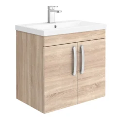Brooklyn 600mm Natural Oak 2 Door Wall Hung Vanity Unit -Duravit Bathroom Shop bwh6n n lrg