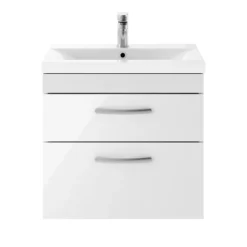 Brooklyn 600mm White Gloss 2 Drawer Wall Hung Vanity Unit -Duravit Bathroom Shop bwh6w2d detail1
