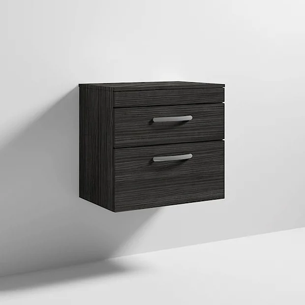 Brooklyn Wall Hung Countertop Vanity Unit - Black - 605mm 2 Drawer 3 Brooklyn Wall Hung Countertop Vanity Unit - Black - 605mm 2 Drawer