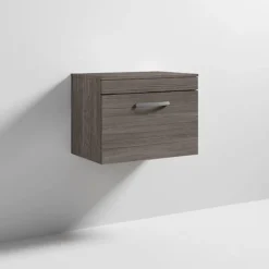 Brooklyn Wall Hung Countertop Vanity Unit - Grey Avola - 605mm With Chrome Handle -Duravit Bathroom Shop bwh6wtgd4