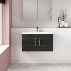 Brooklyn 800mm Black 2 Door Wall Hung Vanity Unit -Duravit Bathroom Shop bwh82dblk d3