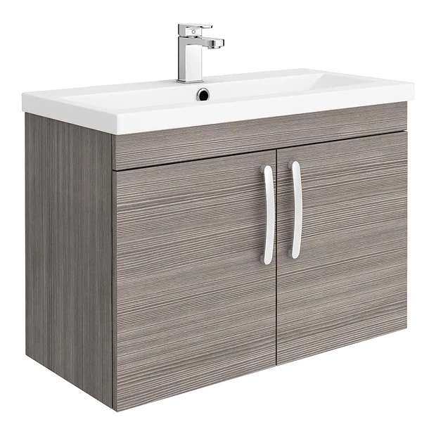 Brooklyn 800mm Grey Avola 2 Door Wall Hung Vanity Unit 4 Brooklyn 800mm Grey Avola 2 Door Wall Hung Vanity Unit - Image 2